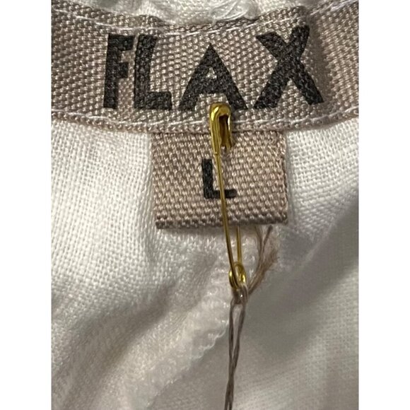 Flax Bold Daylily Pant Large L White Linen Elastic Waist Lightweight Comfort New - Picture 8 of 11